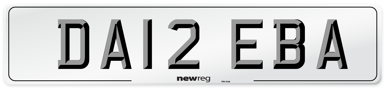 DA12 EBA Number Plate from New Reg